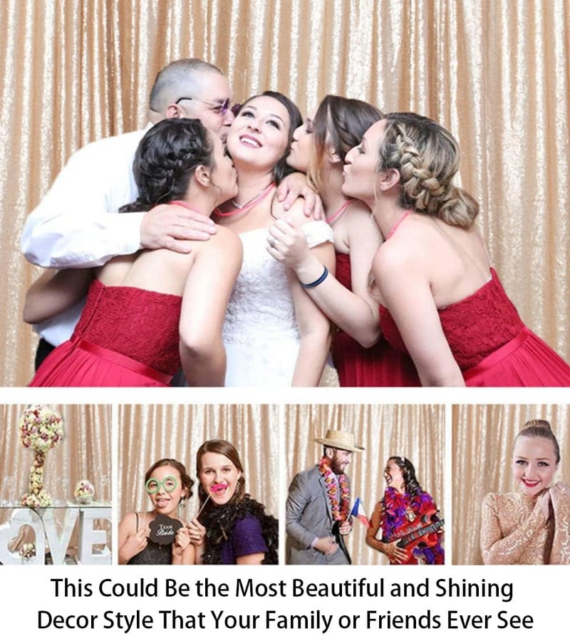 ShiDianYi 8FT x 8FT Champagne Sequin Photo Booth Backdrop, Wedding & Party Backdrop, Sparkling Photography Prop - Image 5